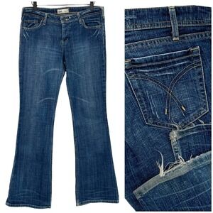 Vintage Y2K l.e.i. Low Rise Flare Leg Stretch Jeans Medium Wash Distressed | 9